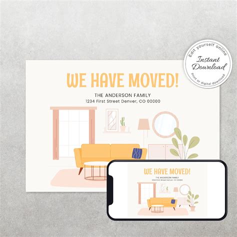We Have Moved Editable And Customizable Moving Post Card Etsy