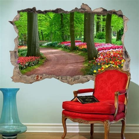 🥇 Vinyl 3d Path Among Trees And Flowers 🥇