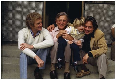 American Actor Kirk Douglas Relaxes With Sons Michael Peter And His