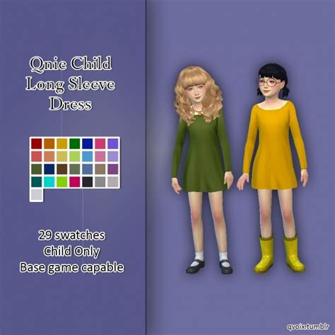 Qnie Child Long Sleeve Dress At Qvoix Escaping Reality Sims 4 Updates