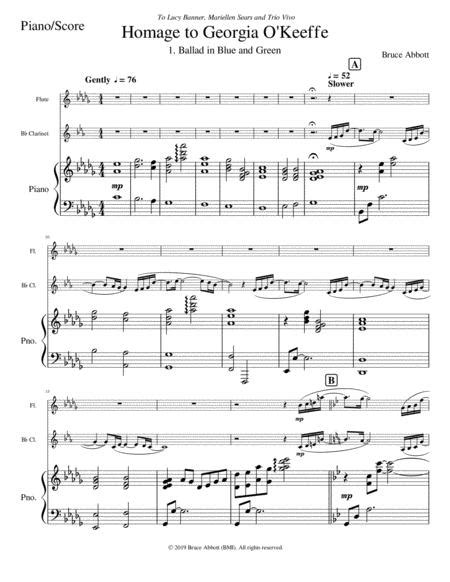 Homage To Georgia O Keeffe Arr For Flute Clarinet Piano Sheet Music Pdf