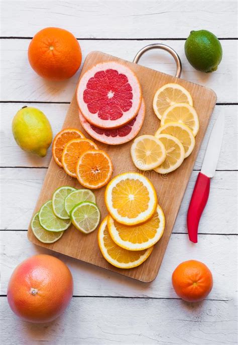 Cut Citrus Fruits Orange Lemon Grapefruit Mandarin Lime Stock