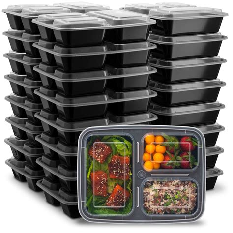 Buy Ez Prepa 25 Pack 32oz 3 Compartment Meal Prep Containers With Lids
