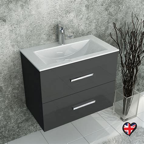 Great value wall hung vanity units. Sonix Grey Wall Hung 610 Unit 2 Drawers Ceramic Basin Buy ...