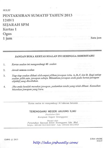 Soalan spm 2019 jun kecemasan s. Kertas Percubaan Sejarah SPM - SPM - Free SPM Tips 2018 by ...