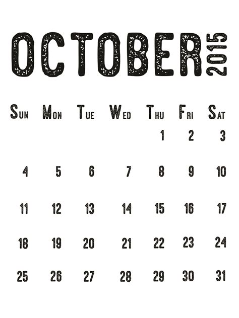 October Free Calendar Printable