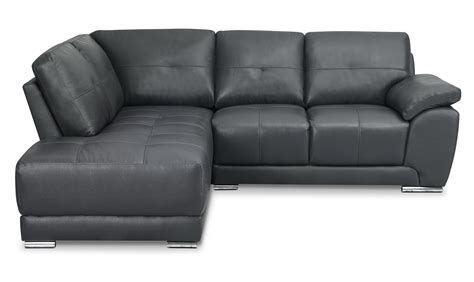 Rylee 2 Piece Genuine Leather Left Facing Sectional Grey The Brick
