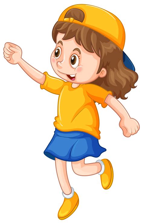 Girl In Yellow Shirt And Hat 413486 Vector Art At Vecteezy