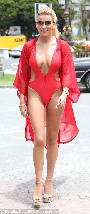 Georgia Kousoulou Cleavage On Show In Red Swimsuit With Towie Ladies In