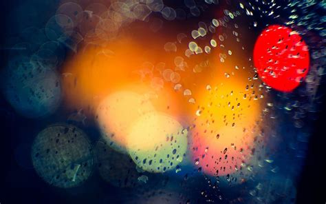 Bokeh Drops Rain Lights Window Glass Water Color Wallpaper 1920x1200