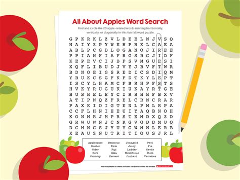 All About Apples Word Search Puzzle For Fall Scholastic