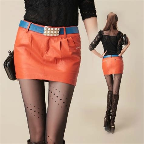3 Colors S Xl Spring Fashion Fake Zippers Skinny Full Leather Skirt