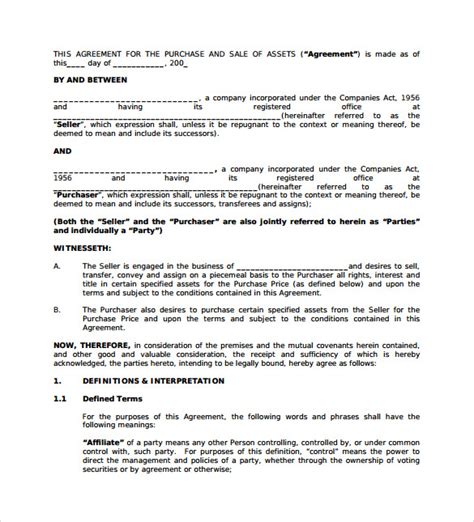Business Acquisition Agreement Template