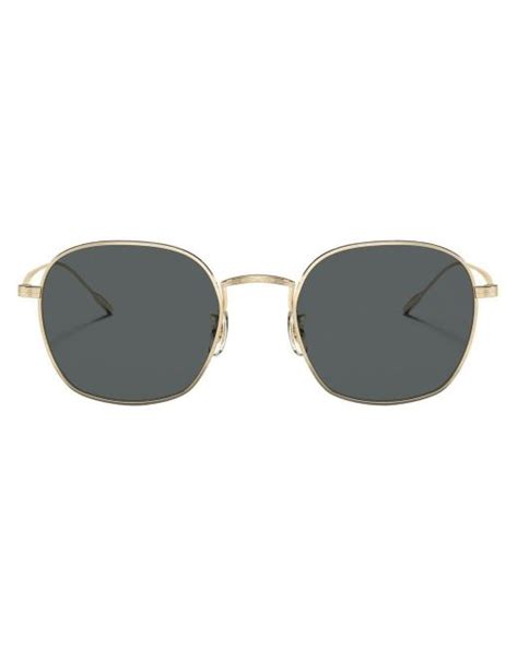 Oliver Peoples Adès Square Frame Titanium Sunglasses In Gold Gray Lyst