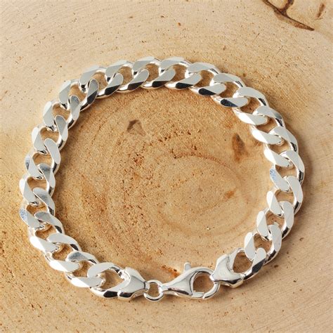 Skull bracelet for men gothic silver chain skulls mens designer bracelets 22.5cm. Silver Curb Bracelet - 9.2mm Width