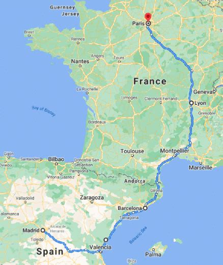 Road Map Of France And Spain