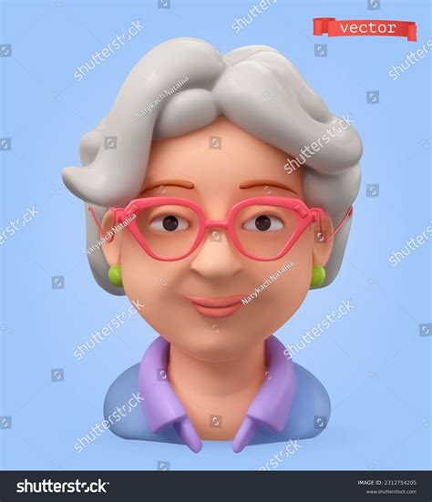 Senior Woman 3d Avatar Vector Cartoon Icon Royalty Free Stock Vector