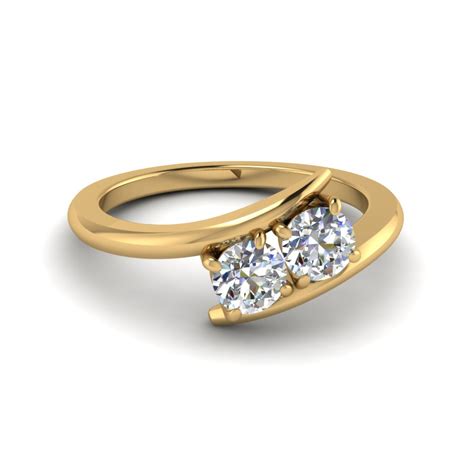 2 Stone Crossover Ring In 18k Yellow Gold Fascinating Diamonds