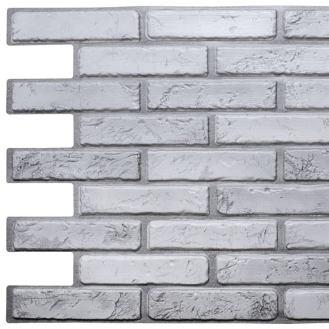 Dundee Decos Off White Grey Faux Brick Pvc 3d Wall Panel 32 Ft X 17