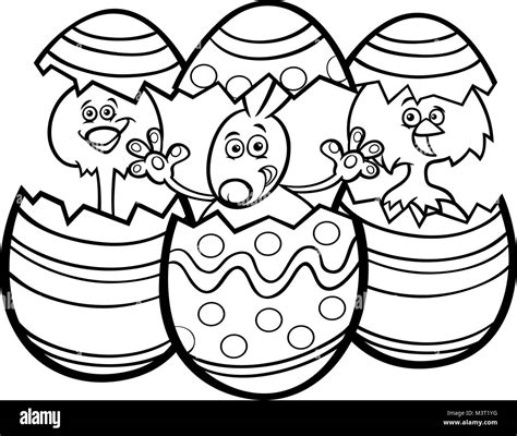 Chickens In Easter Eggs Cartoon Stock Vector Images Alamy