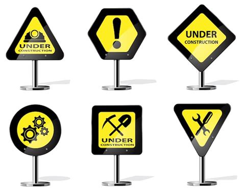 Premium Vector Yellow Construction Signs Road Yellow Warning Sign