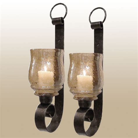 Dashielle Hurricane Wall Sconce Pair With Candles From Uttermost
