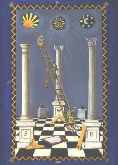 A Masonic Tracing Board Depicting The Sun Above The Left Pillar
