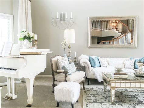 White Living Room Vintage Glam Grand Piano Living Room Luxury Living