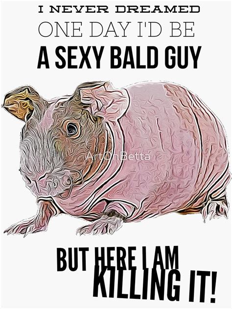 Sexy Bald Guy Guinea Pig Funny Skinny Pig Personality Sticker By
