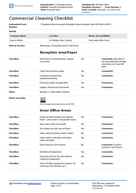 Cleaning Business Checklist Template Free Editable Template