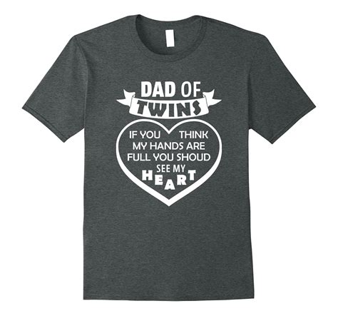 Mens My Heart Is Full Dad Of Twins T Shirt Best Fathers Day T