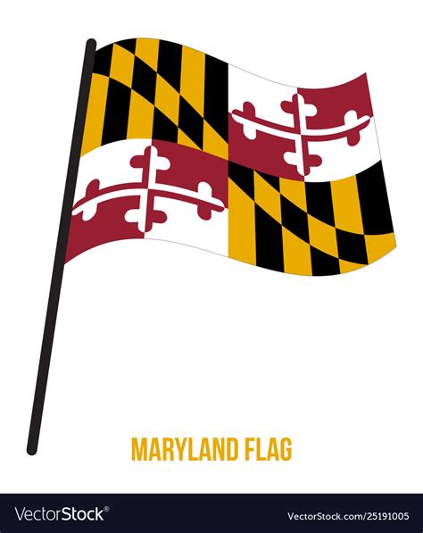 Maryland Us State Flag Waving On White Background Vector Image