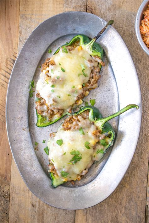 grilled beef stuffed poblano peppers