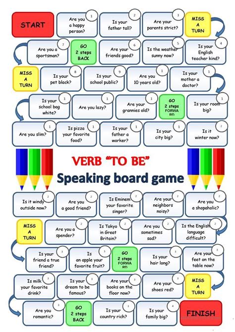 Verb To Be Speaking Boardgame English Esl Worksheets English Grammar Games English Games