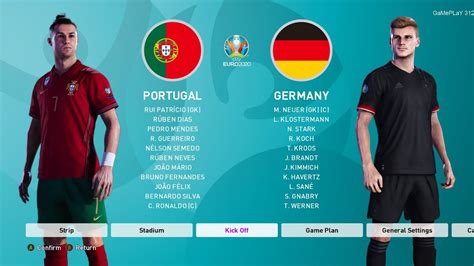 5:00pm, saturday 19th june 2021. PES 2020 - PORTUGAL vs GERMANY - UEFA EURO 2020 - Gameplay ...