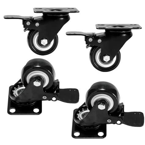 2 Swivel Casters Wheel 4 Pack Pu Rubber Swivel Casters With 360