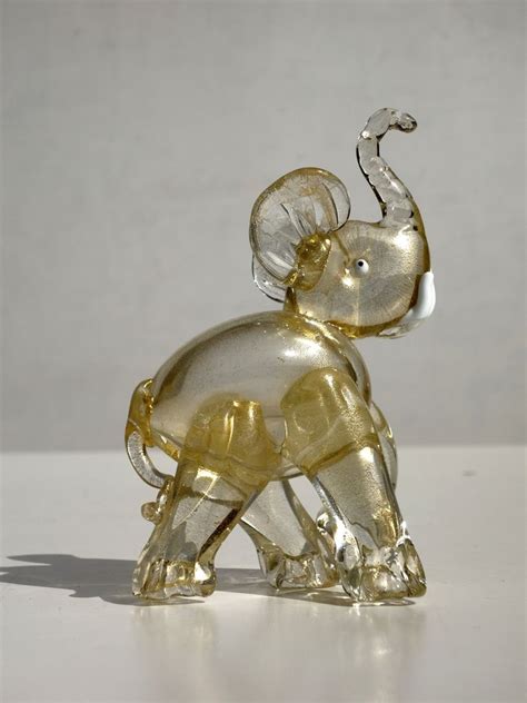 Vintage Gold Murano Glass Elephant By Ercole Barovier 1930s For Sale