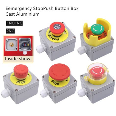 Aluminium Emergency Stop Push Button Switch Control Box Waterproof