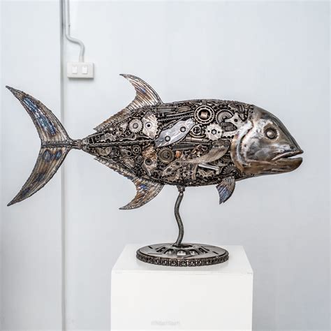 Jack Fish Metal Sculpture Sculpture By Mari9art Metal Art Sculpture