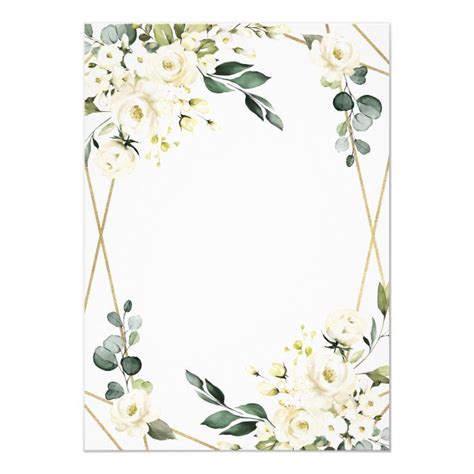 Elegant Gold Geometric Floral Greenery Wedding Invitation Zazzle Wedding Enclosure Cards