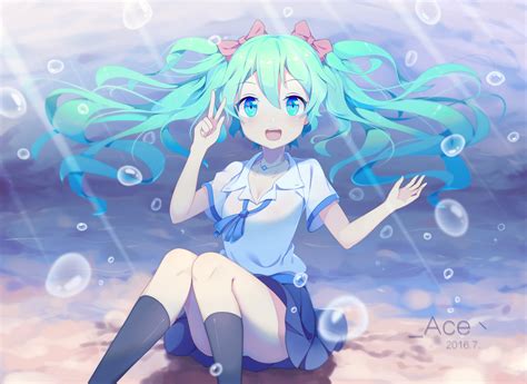 Hatsune Miku Long Hair Twintails Underwater Vocaloid Water Yifang Konachan Net Konachan Com