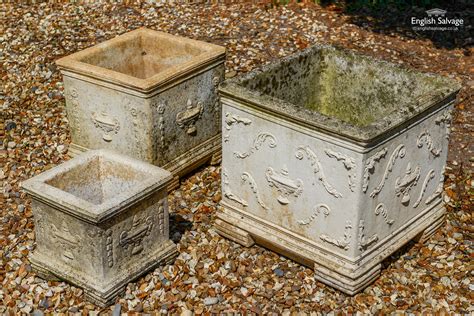 Regency Style Square Cast Stone Planters