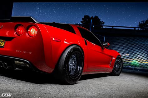 Red Chevrolet C6 Corvette Ccw Classic Three Piece Forged Wheels