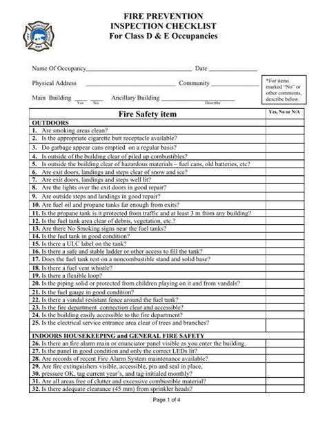 Printable Fire Apparatus Inspection Checklist