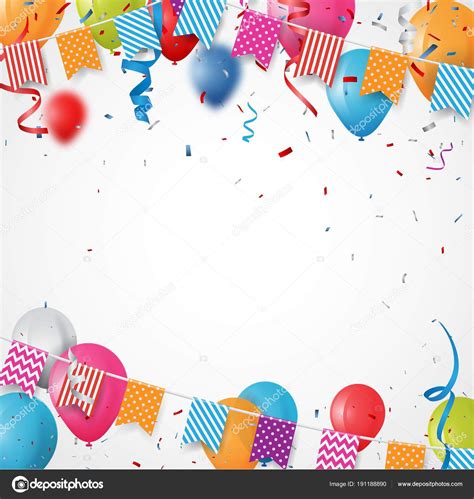 Fondo de cumpleaños con globos dorados y confeti. Imágenes: tarjeta de cumpleaños | Ilustración Vector ...