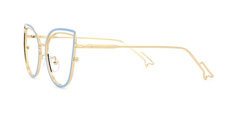 Blue Cateye Unique Full Rim Metal Medium Glasses For Female From Wherelight