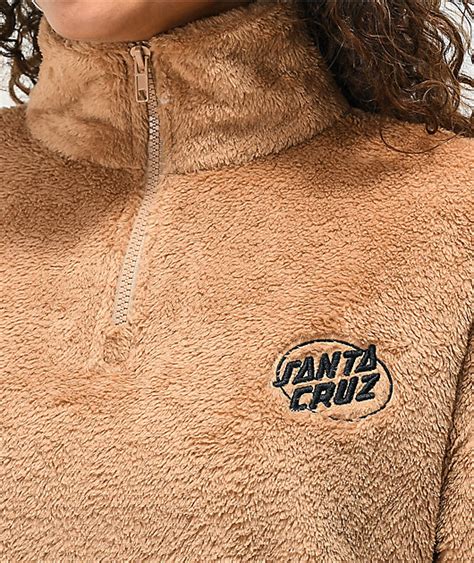 Outlet Santa Cruz Club Oval Dot Tan Sherpa Half Zip Sweatshirt Latest