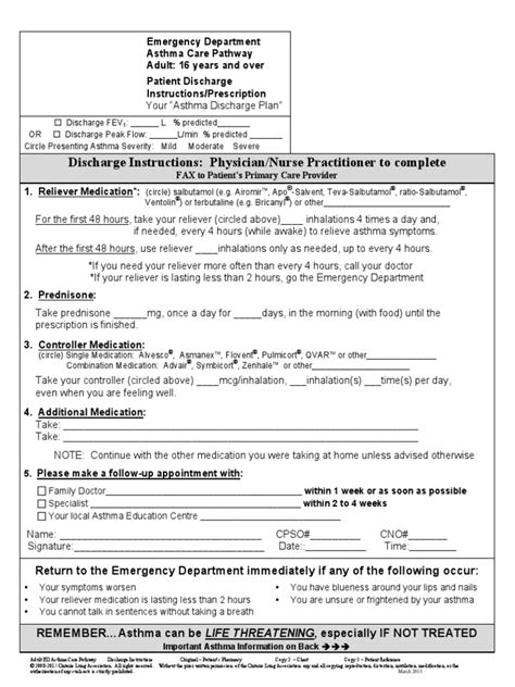 Adult Edacp Patient Discharge Instructions March20 Pdf Asthma