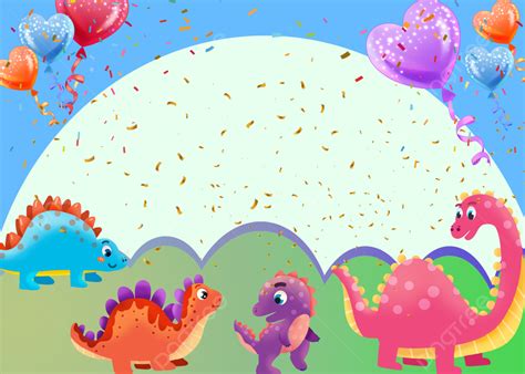 Cartoon Dinosaur Birthday Party Background Happy Birthday Happy