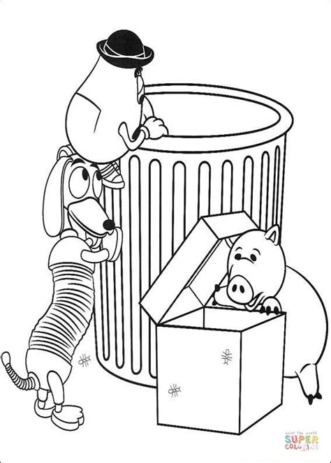 Supercoloring.com is a super fun for all ages: Mr Potato Head, Slinky Dog And Hamm coloring page | Free ...